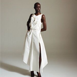 Elegant Asymmetrical Cream Dress